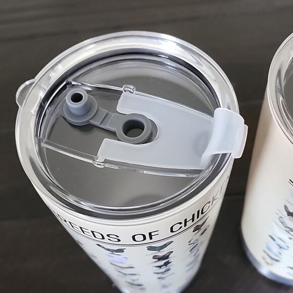 BREEDS OF CHICKENS Tumblers With Lid Travel Cup Hot or Cold 20 oz Set of 2 - Picture 2 of 6